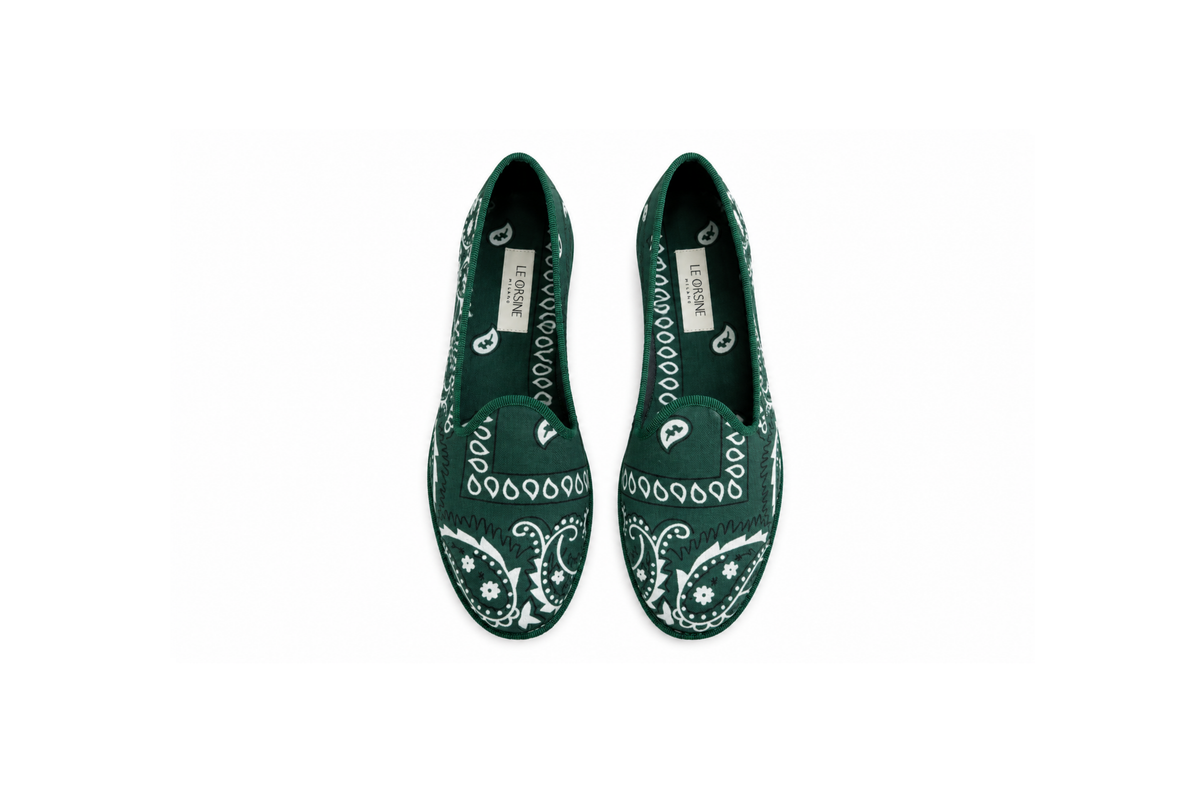 Friulana "Bandana" en Vert – Chaussures Artisanales à Imprimé Bandana