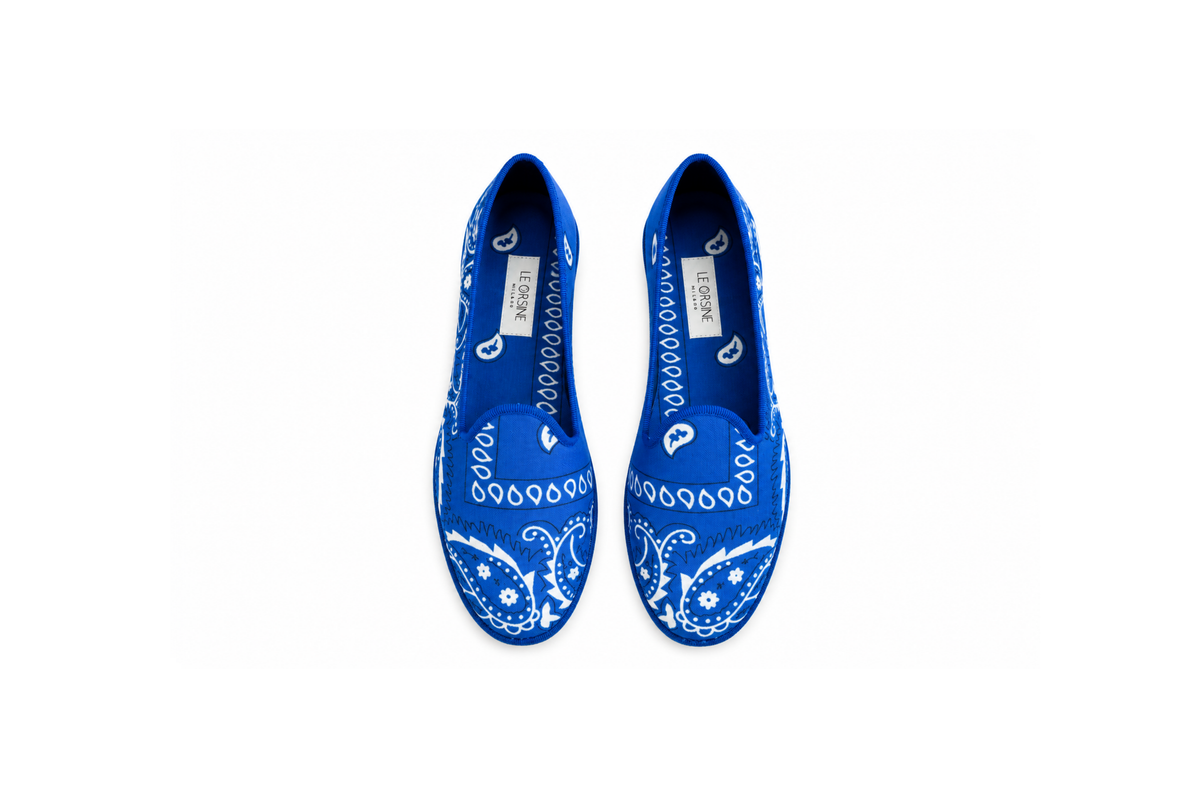 Friulana "Bandana" en Bleu Royal – Chaussures Artisanales à Imprimé Bandana