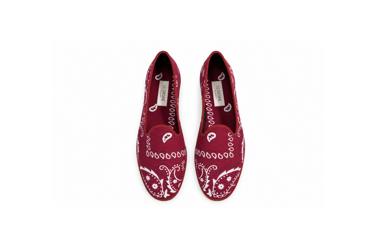 Friulana "Bandana" en Burdeos – Zapatos Artesanales con Estampado Bandana