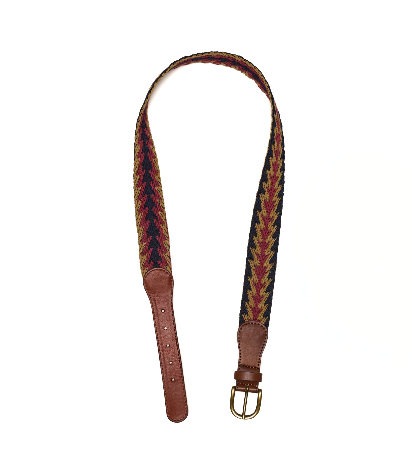 Embroidered belt with vegan leather buckle