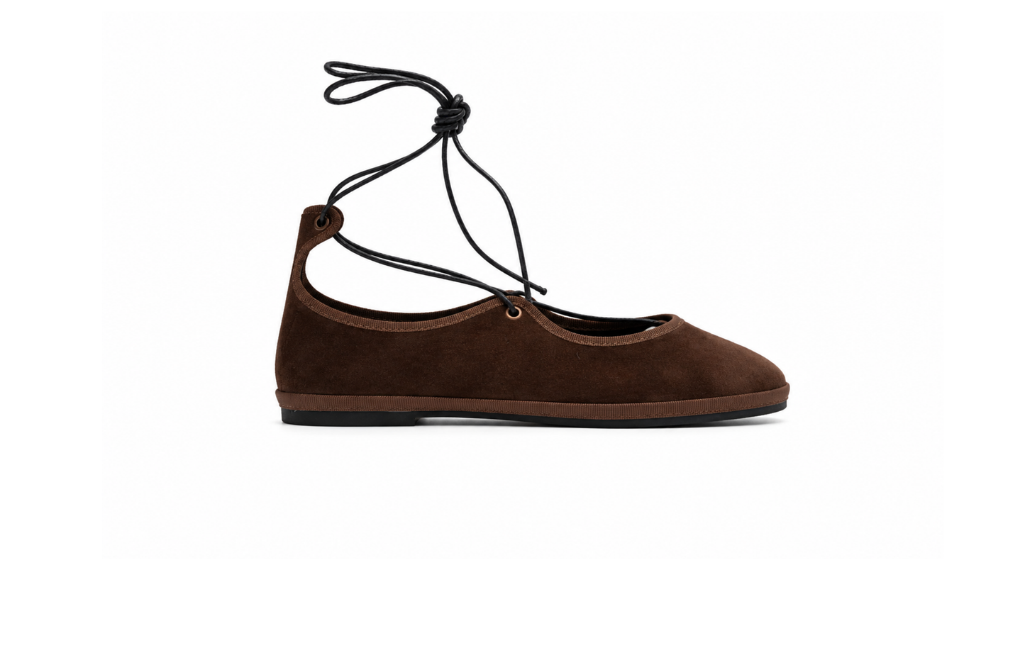 Ballerina “La Scala” – Handcrafted Velvet Lace Shoes BROWN