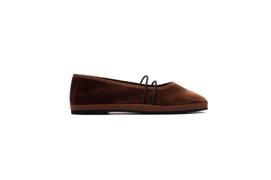 Ballerina “San Carlo” – Handcrafted Velvet Flat Shoes BROWN