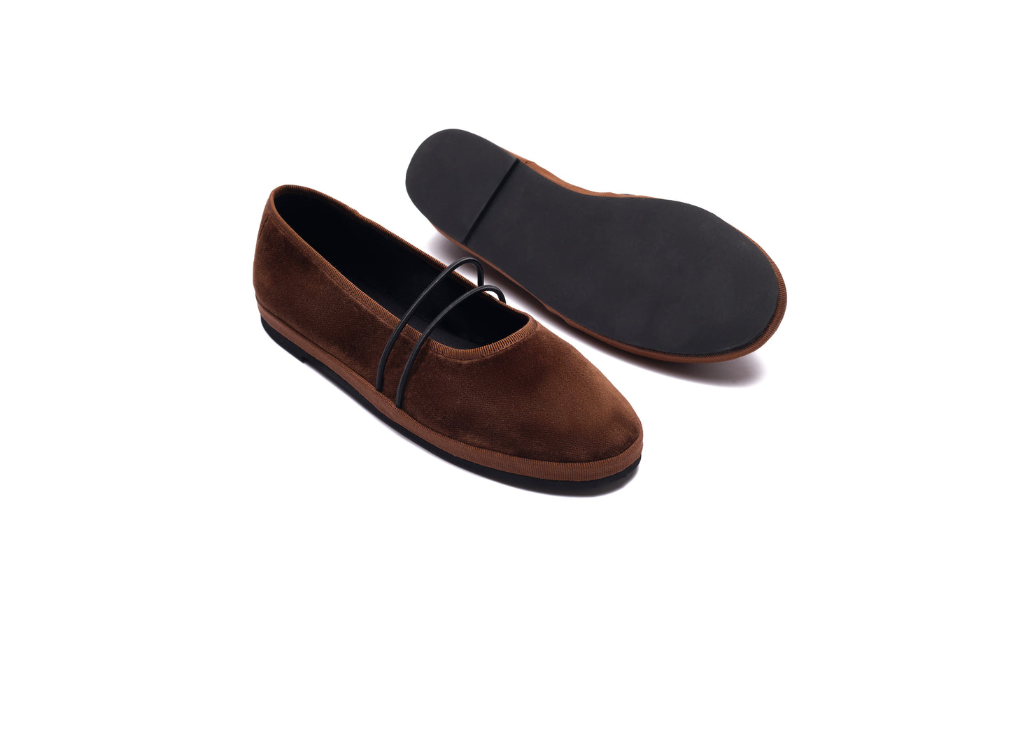 Ballerina “San Carlo” – Handcrafted Velvet Flat Shoes BROWN
