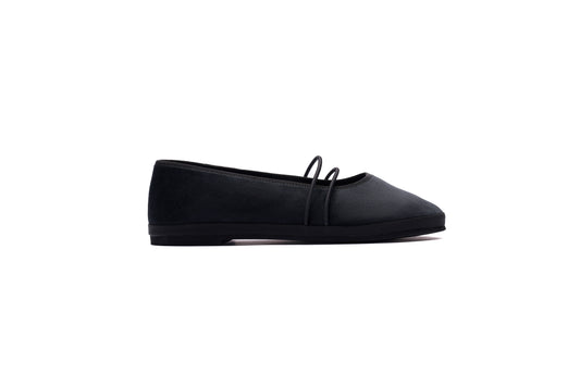 Ballerina “San Carlo” – Handcrafted Velvet Flat Shoes BLACK