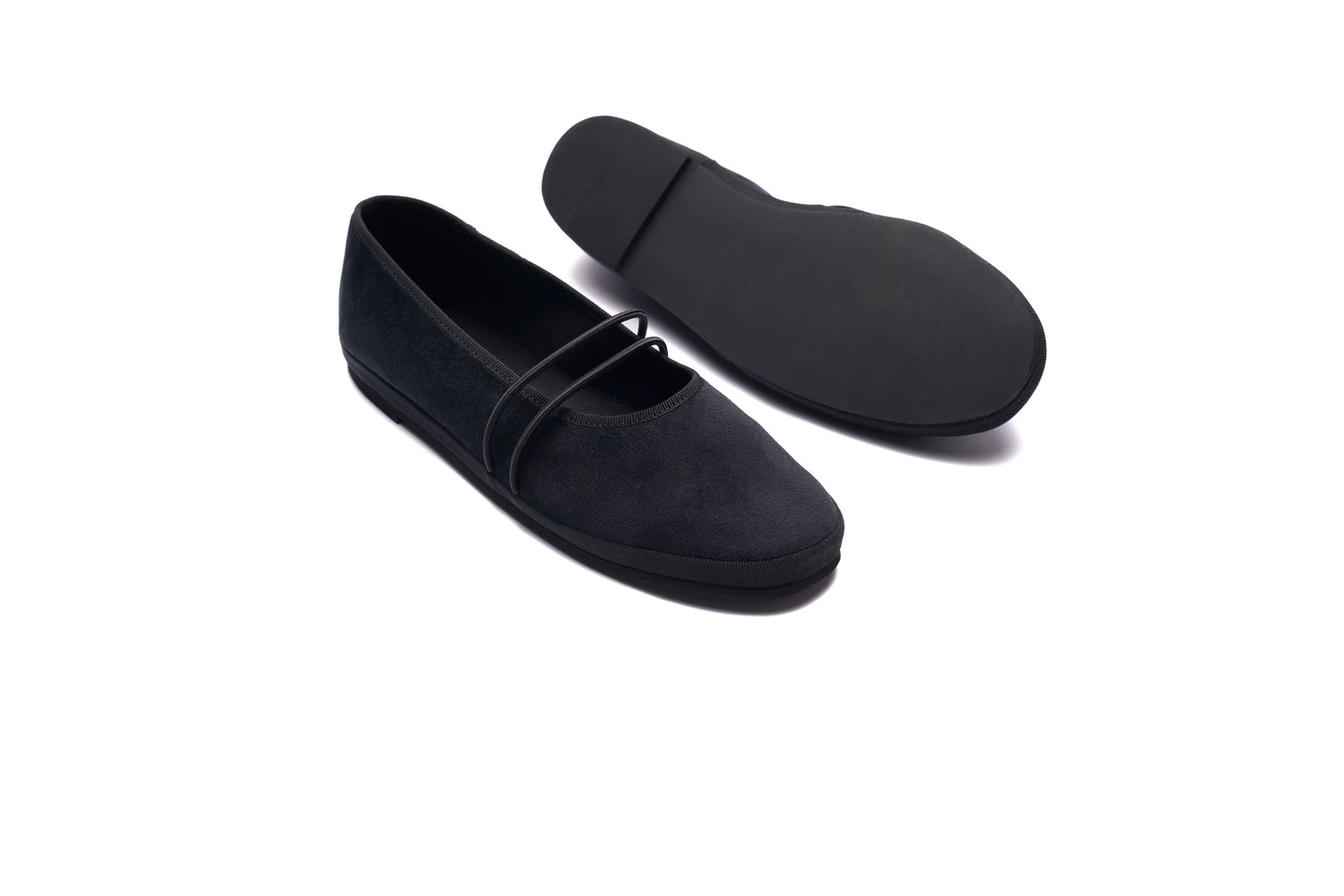 Ballerina “San Carlo” – Handcrafted Velvet Flat Shoes BLACK
