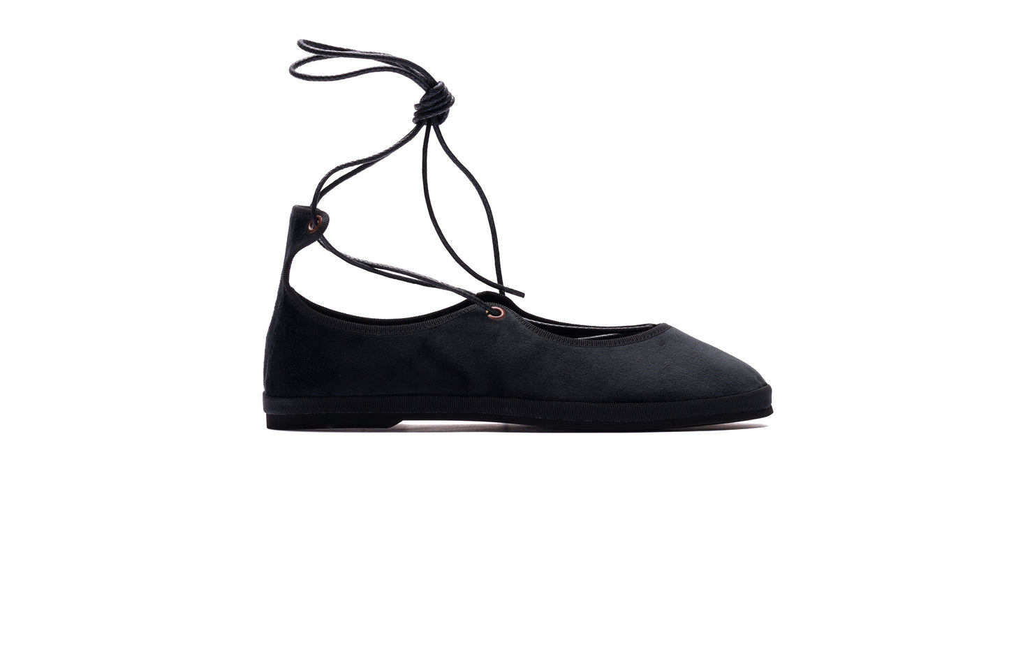 Ballerina “La Scala” – Handcrafted  Velvet Lace Shoes BLACK