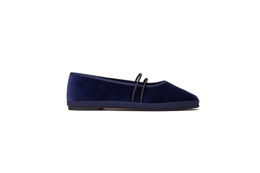 Ballerina “San Carlo” – Handcrafted Velvet Flat Shoes NAVY
