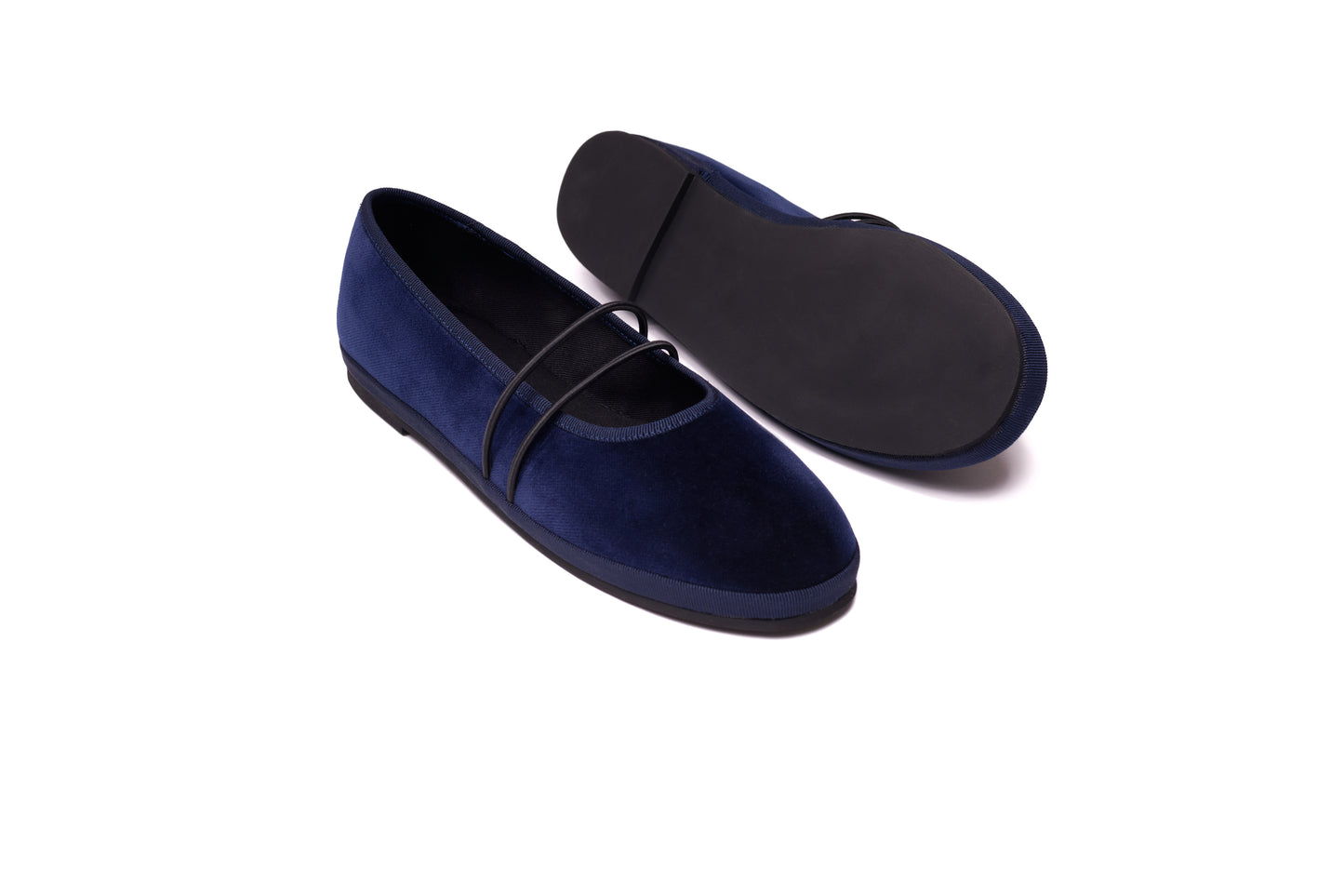 Ballerina “San Carlo” – Handcrafted Velvet Flat Shoes NAVY