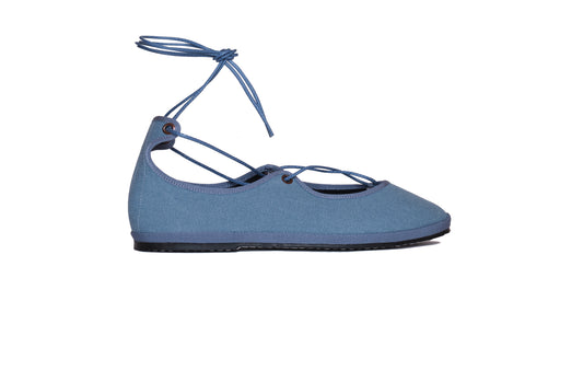 Friulana Ballerina “La Scala” – Handcrafted Canvas Lace Shoes BLUE