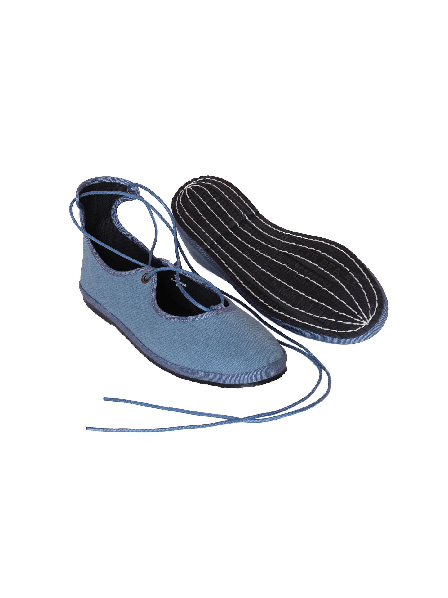 Friulana Ballerina “La Scala” – Handcrafted Canvas Lace Shoes BLUE