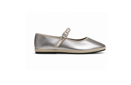 Mary Jane "Matteotti" – Champagne Platinum Alcantara Friulane by Le Orsine, Handcrafted in Italy