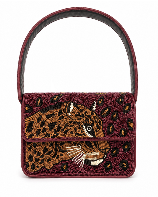 "Leopard" Baguette Beaded Bag
