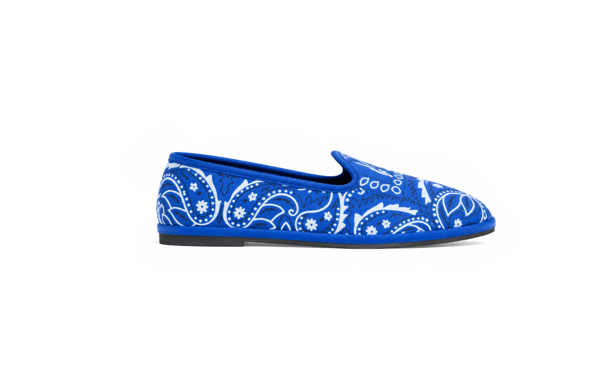 Friulana "Bandana" en Bleu Royal – Chaussures Artisanales à Imprimé Bandana