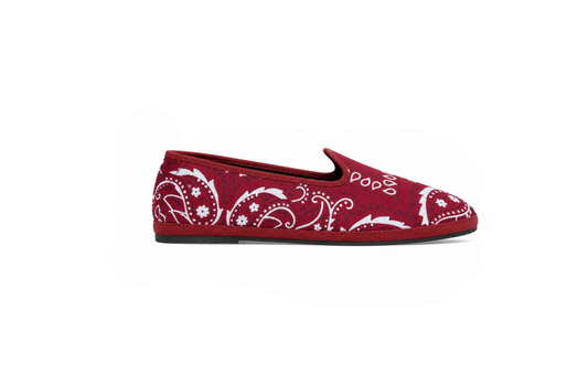 Friulana "Bandana" in Burgundy – Handcrafted Bandana-Print Shoes