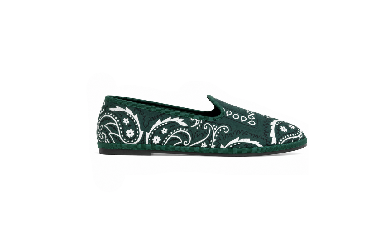 Friulana "Bandana" en Vert – Chaussures Artisanales à Imprimé Bandana