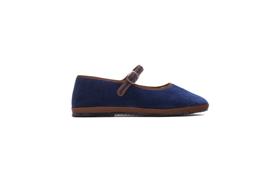 A navy blu velvet friulane slippers 
