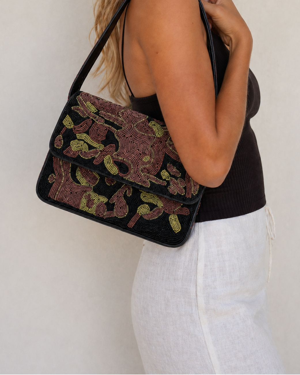 "Camouflage" Baguette Beaded Bag