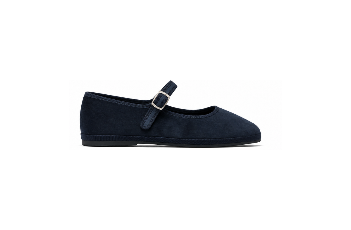 Mary Jane "Midnight" – Deep Blue Velvet Handcrafted Friulane by Le Orsine, Made in Friuli Italy